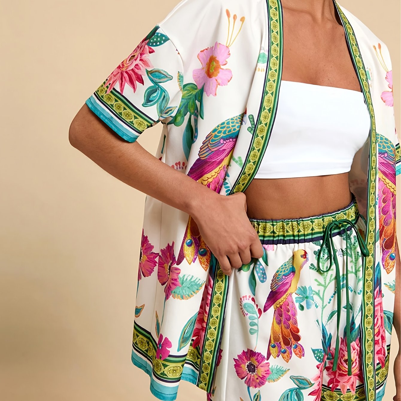 Isabella | Tropische Print Set met Top en Shorts