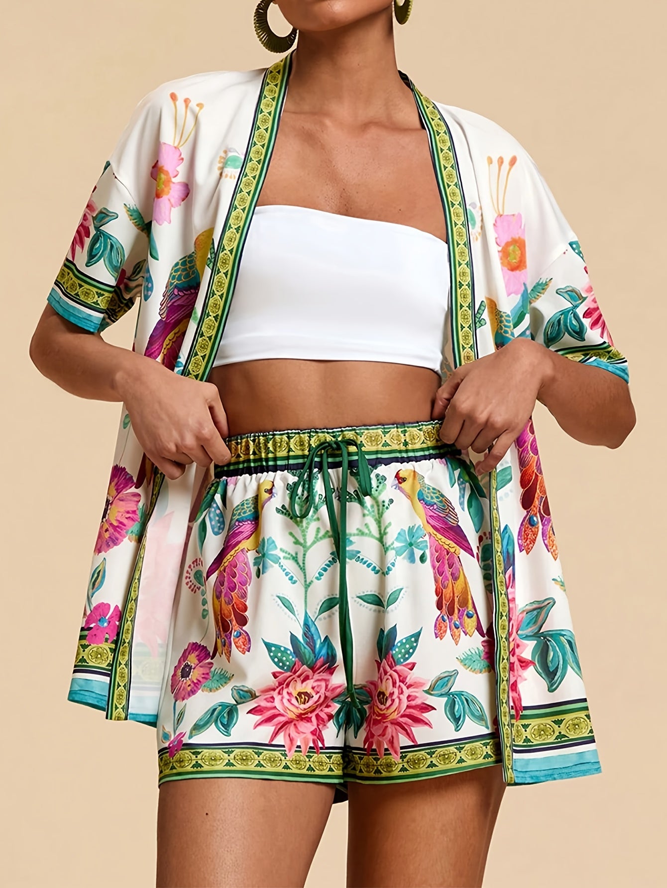 Isabella | Tropische Print Set met Top en Shorts