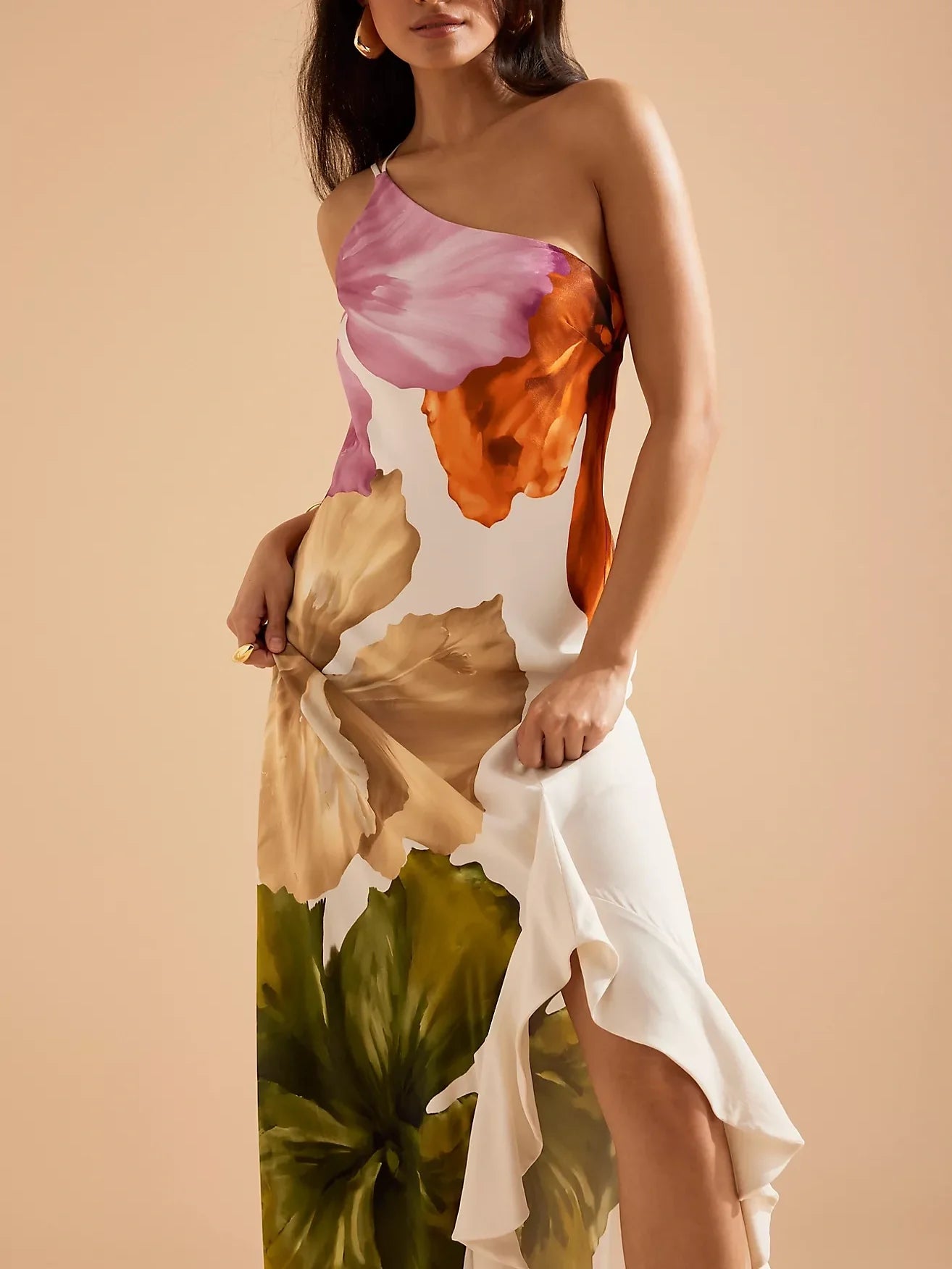 One-Shoulder Maxi Jurk