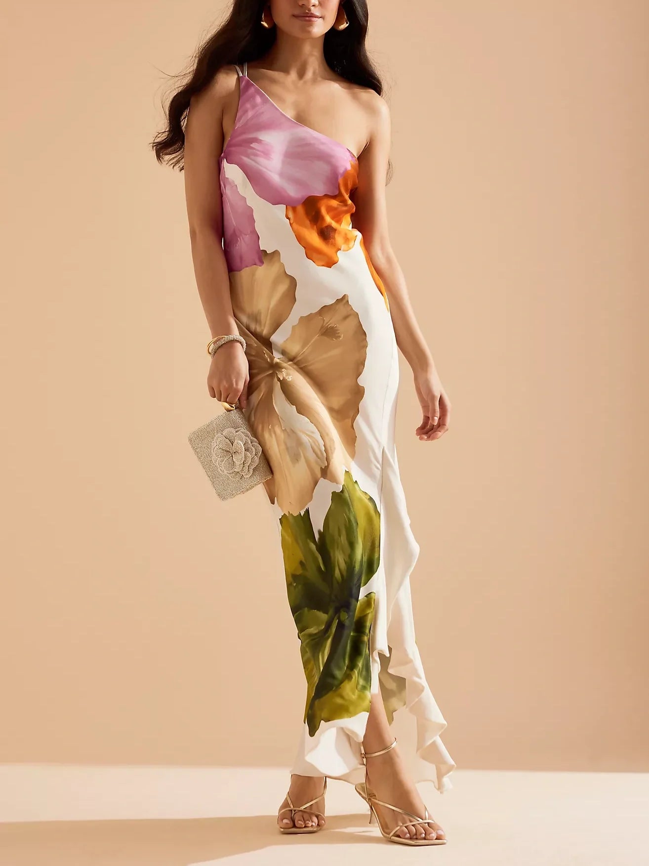 One-Shoulder Maxi Jurk