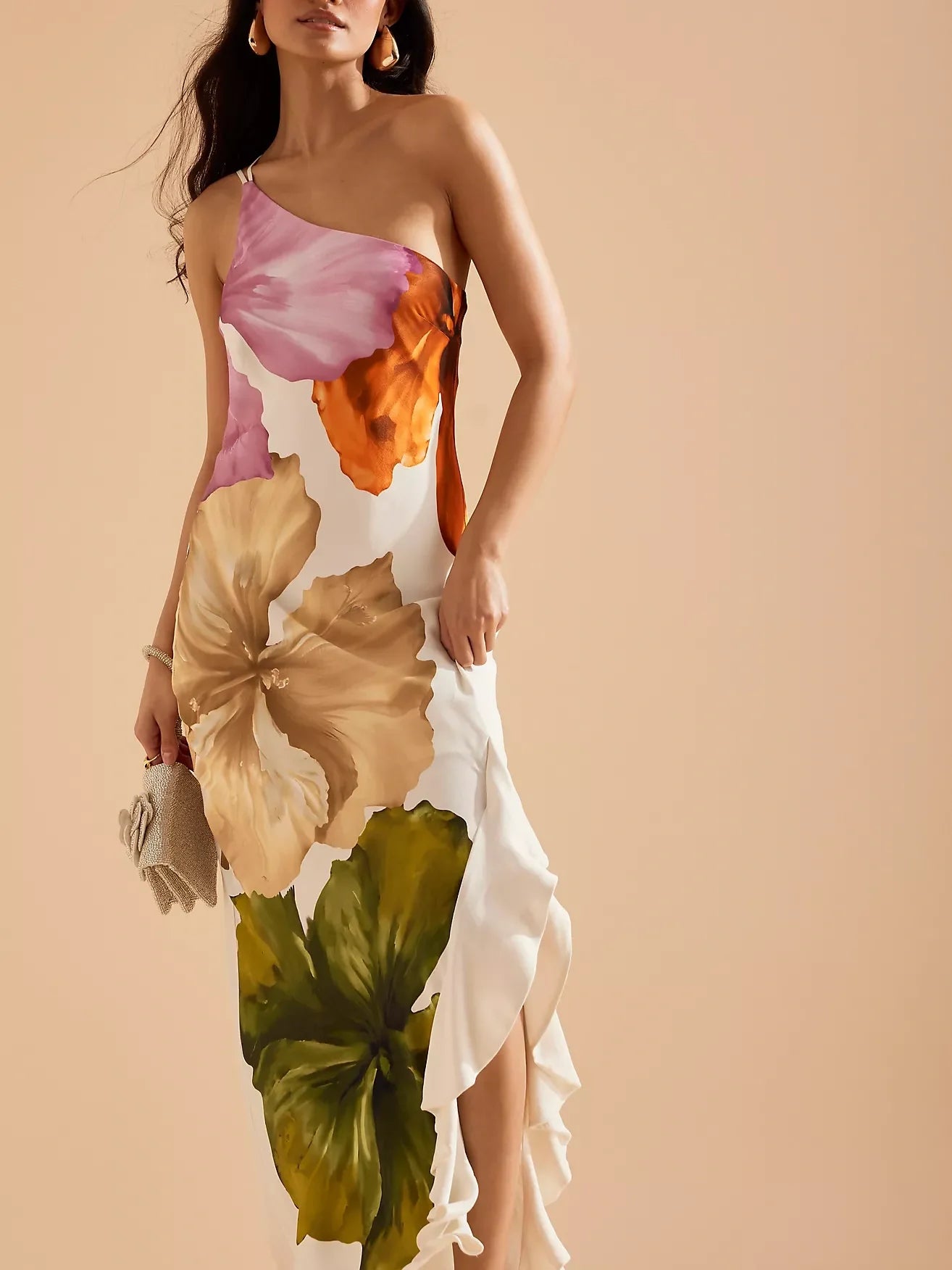 One-Shoulder Maxi Jurk