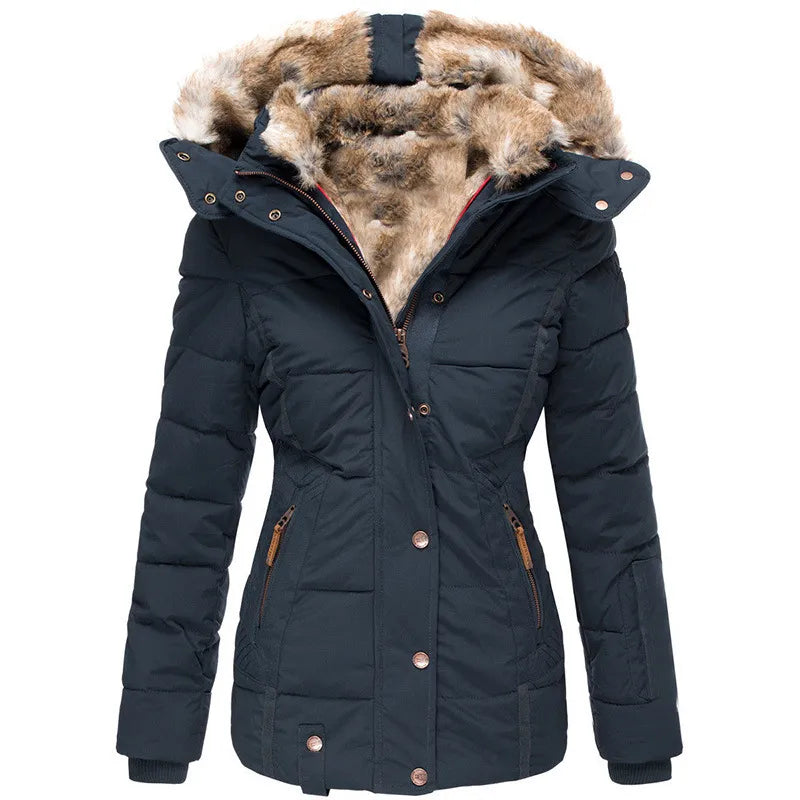Audrey | Warme Winterjas met Bontkraag