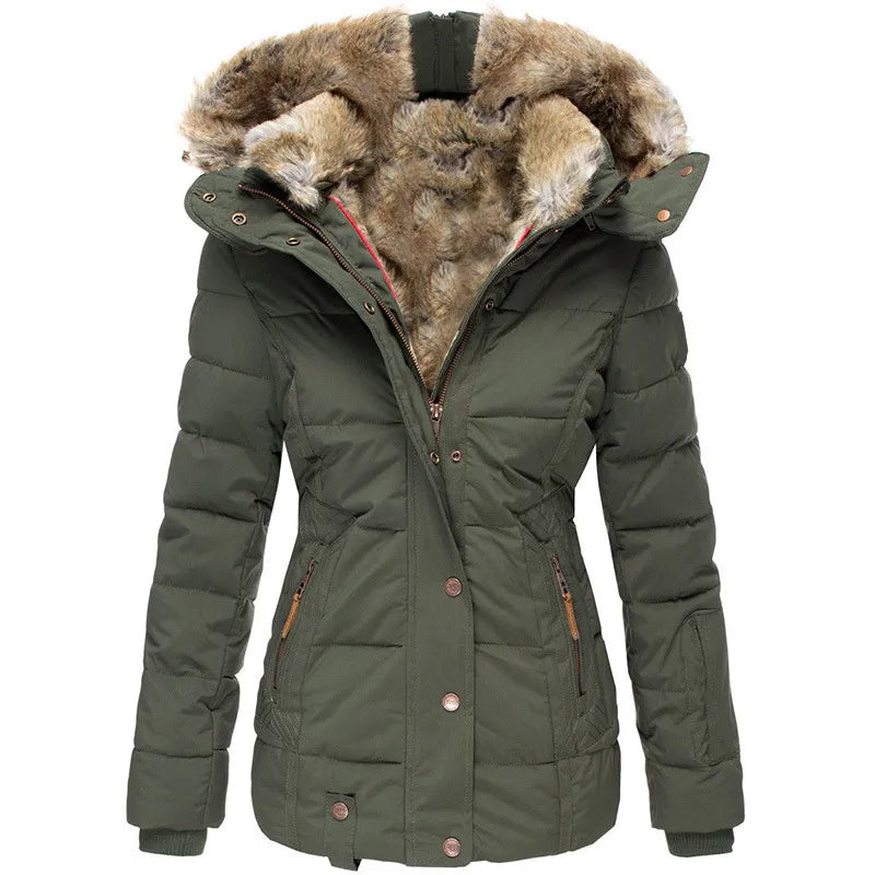 Audrey | Warme Winterjas met Bontkraag