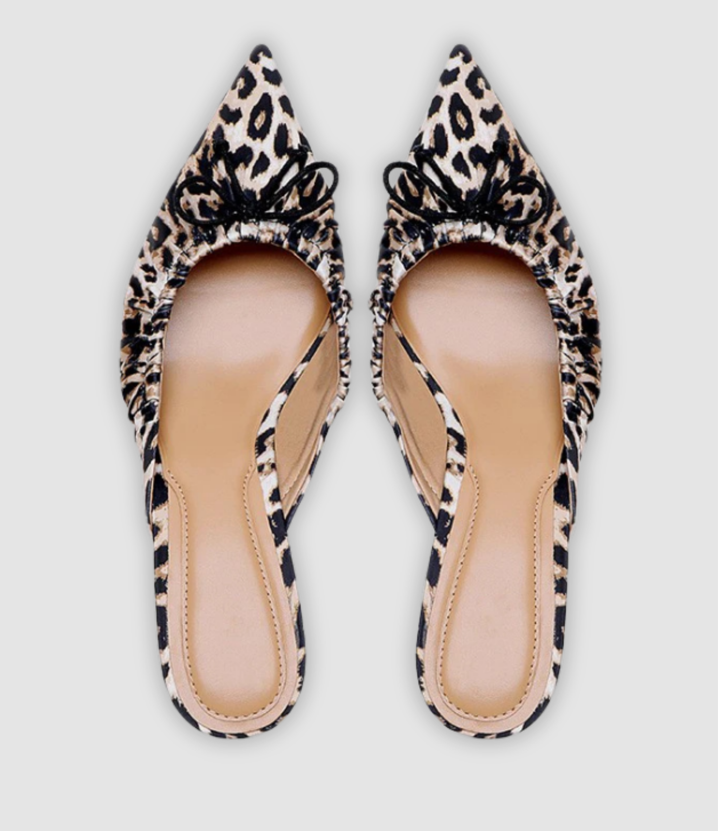 Cleo | Luipaard Mules met Vlinderdas