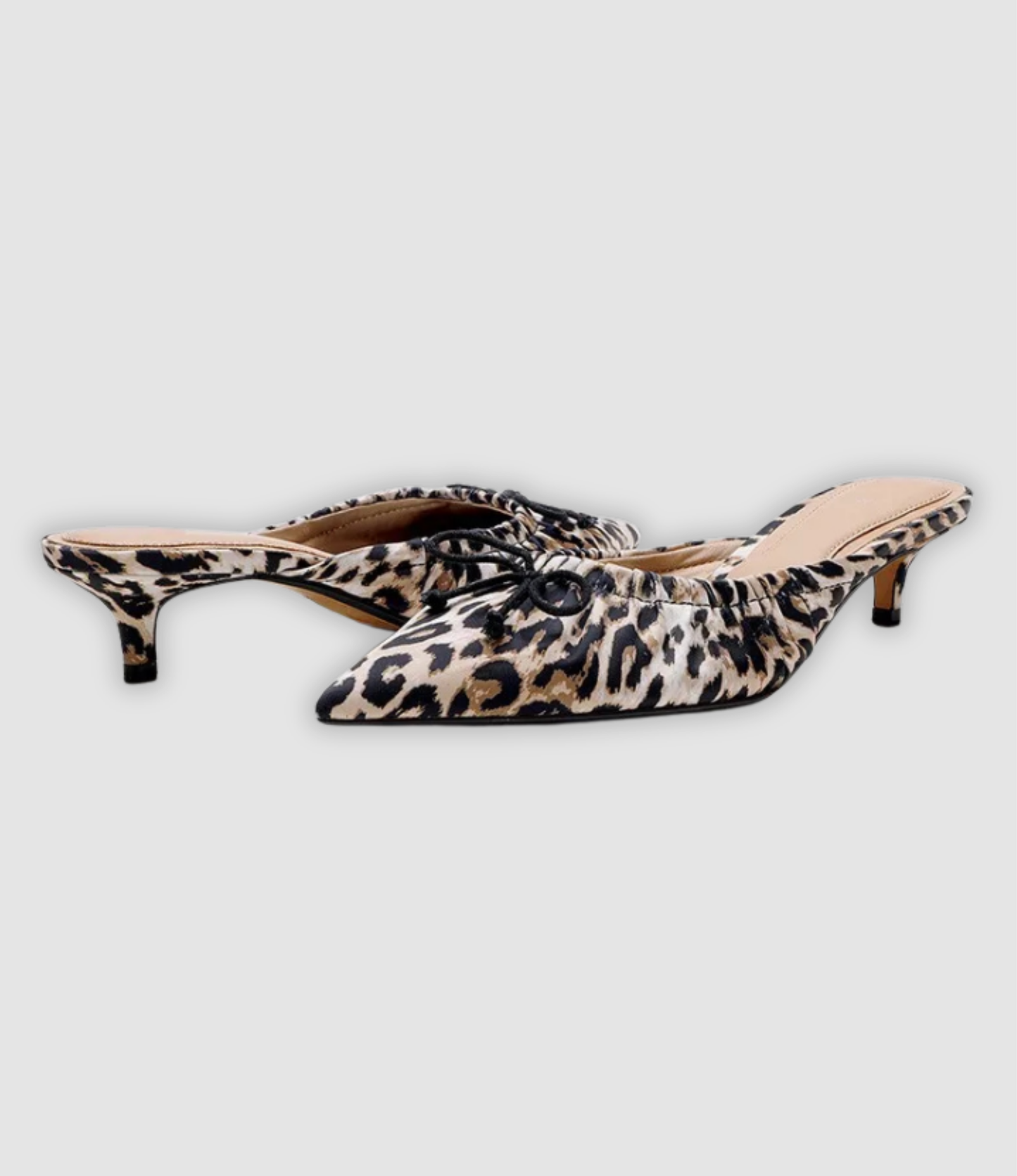Cleo | Luipaard Mules met Vlinderdas