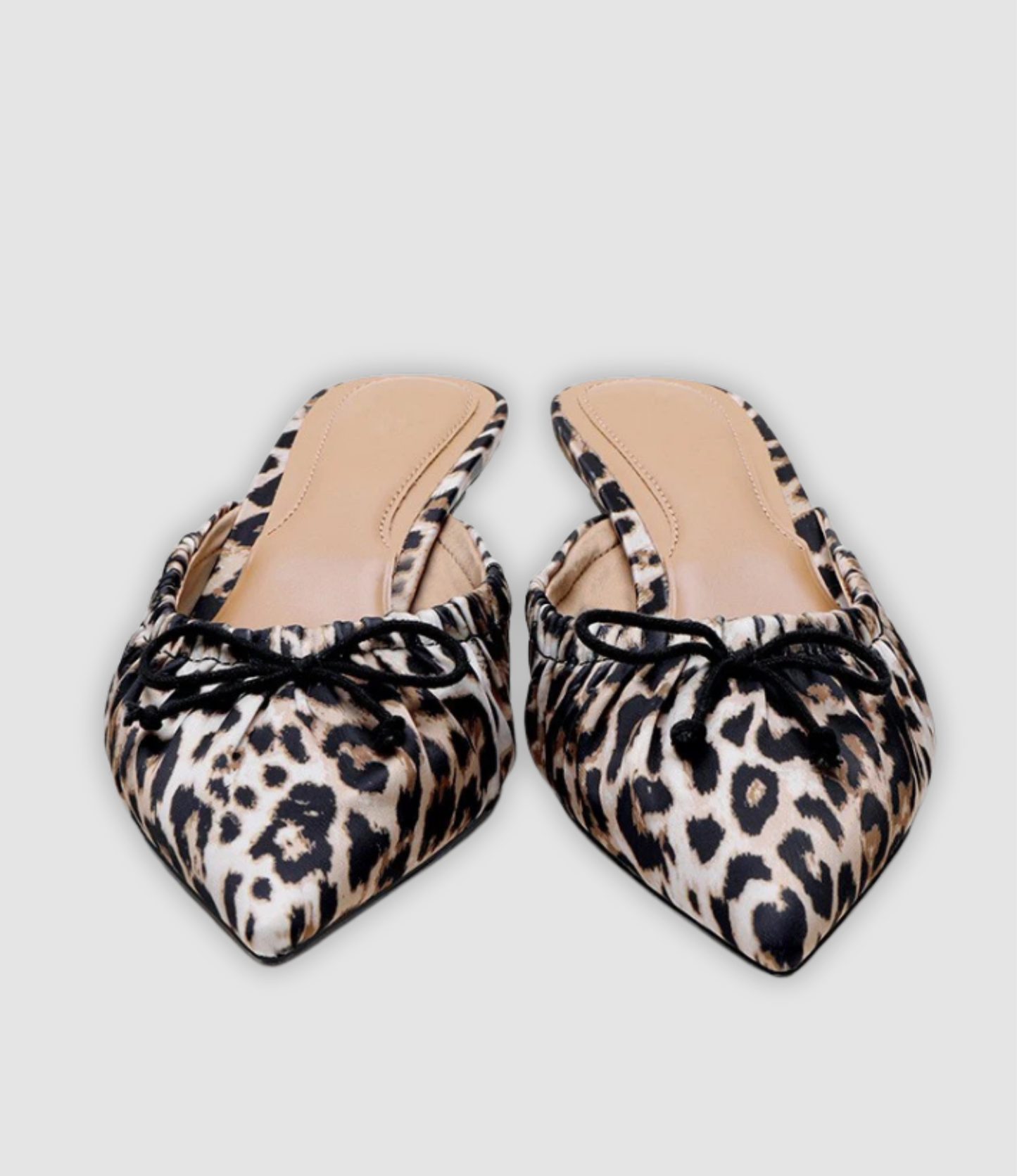 Cleo | Luipaard Mules met Vlinderdas