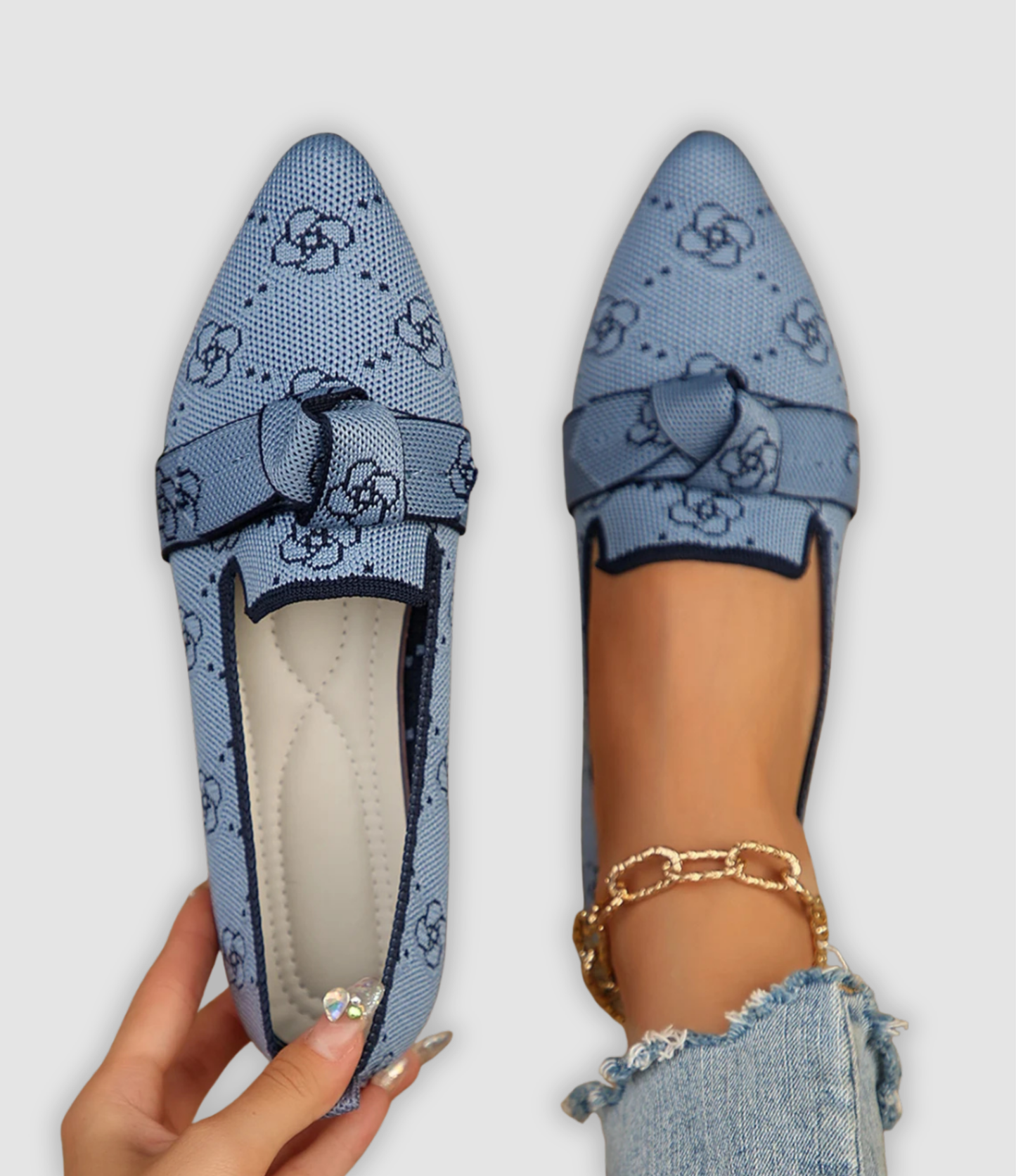 Evelina | Comfortabele Mesh-Loafers met Strik