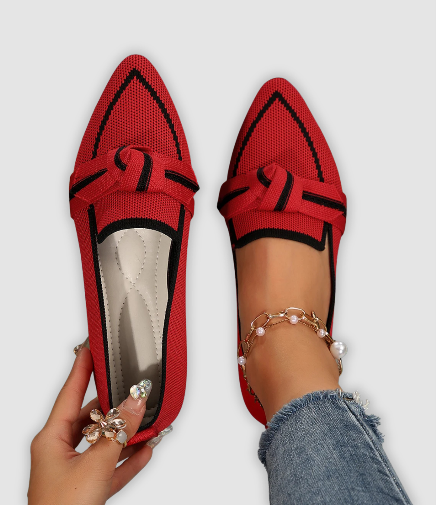 Evelina | Comfortabele Mesh-Loafers met Strik