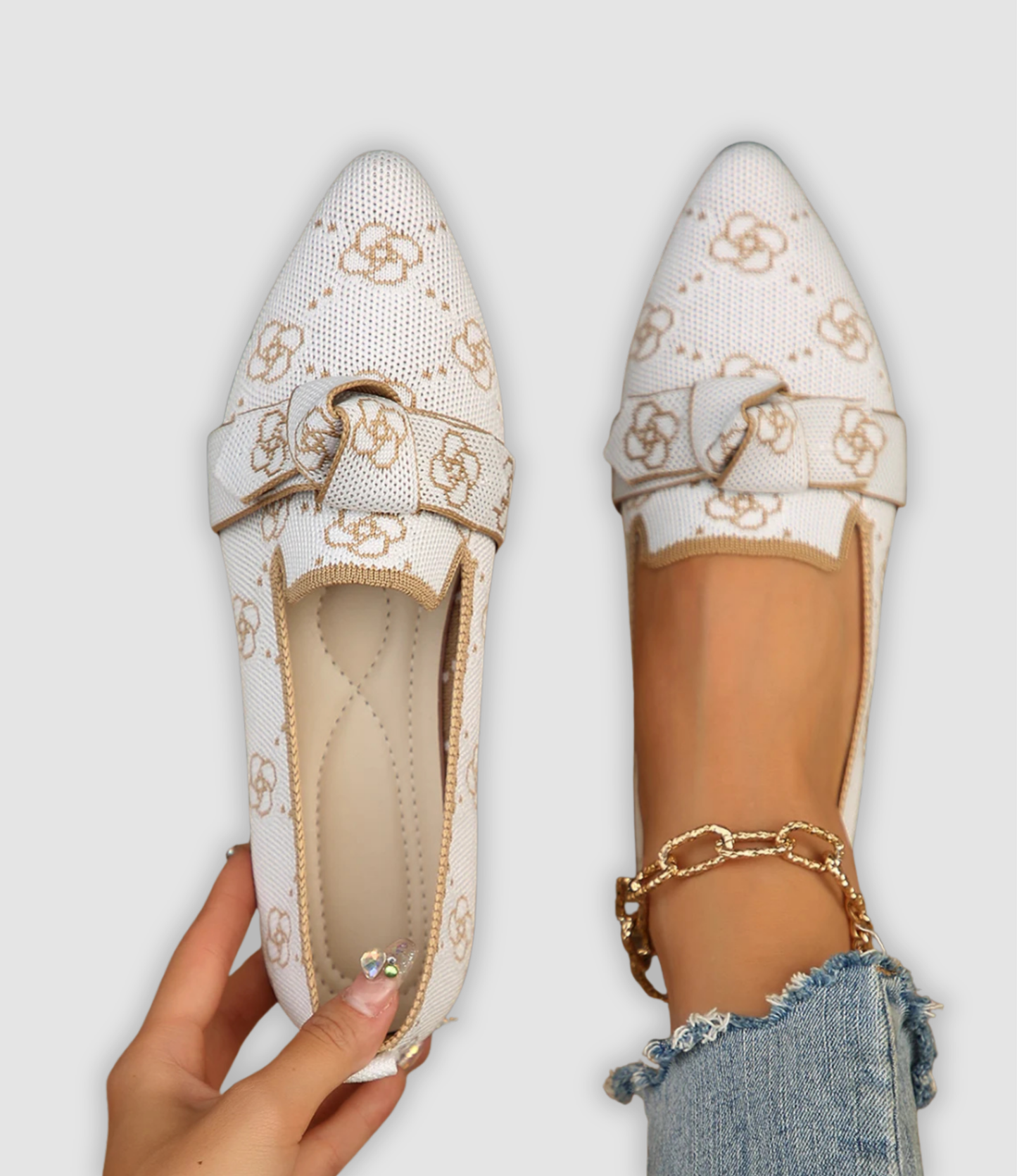 Evelina | Comfortabele Mesh-Loafers met Strik