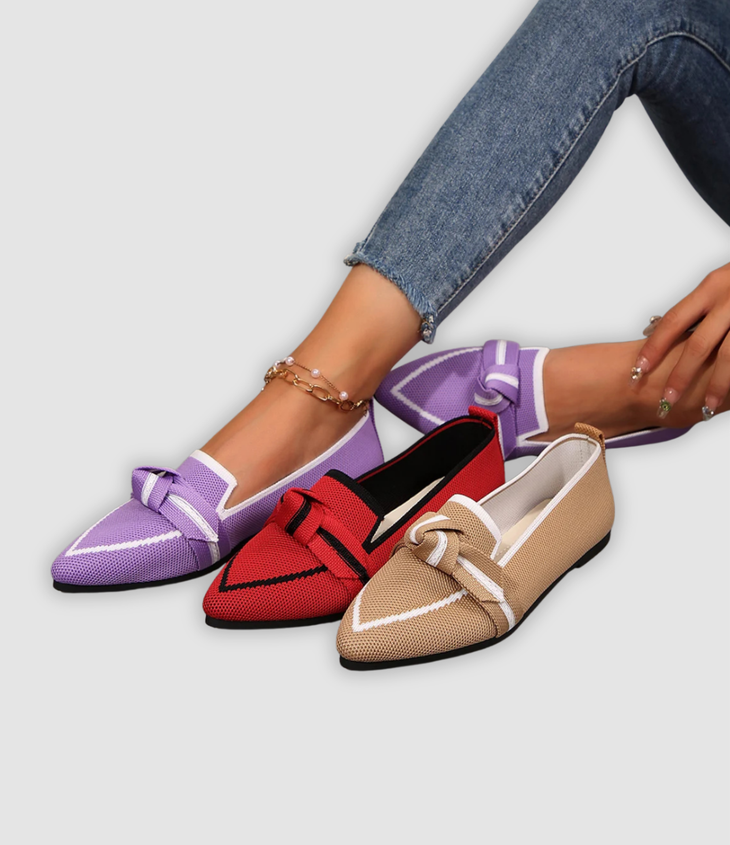 Evelina | Comfortabele Mesh-Loafers met Strik