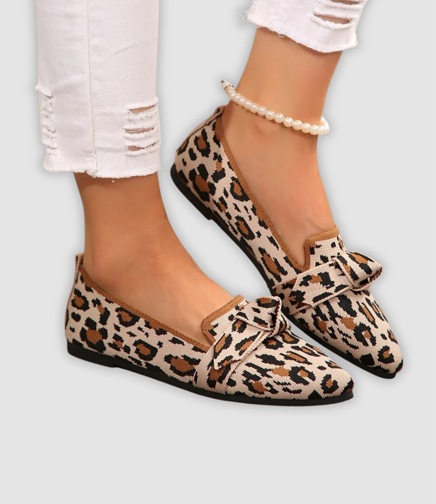 Oliven | Comfortabele Strik-Loafers met Strikdetail