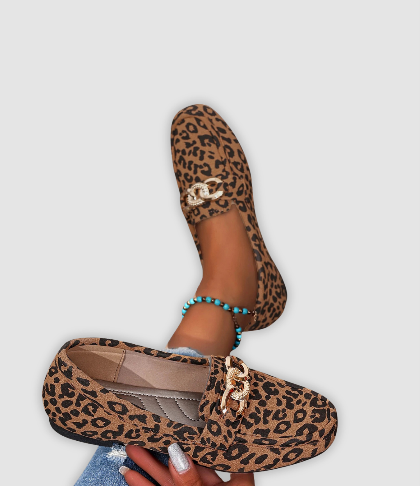 Jade | Leren Mokassins met Luipaardpatroon