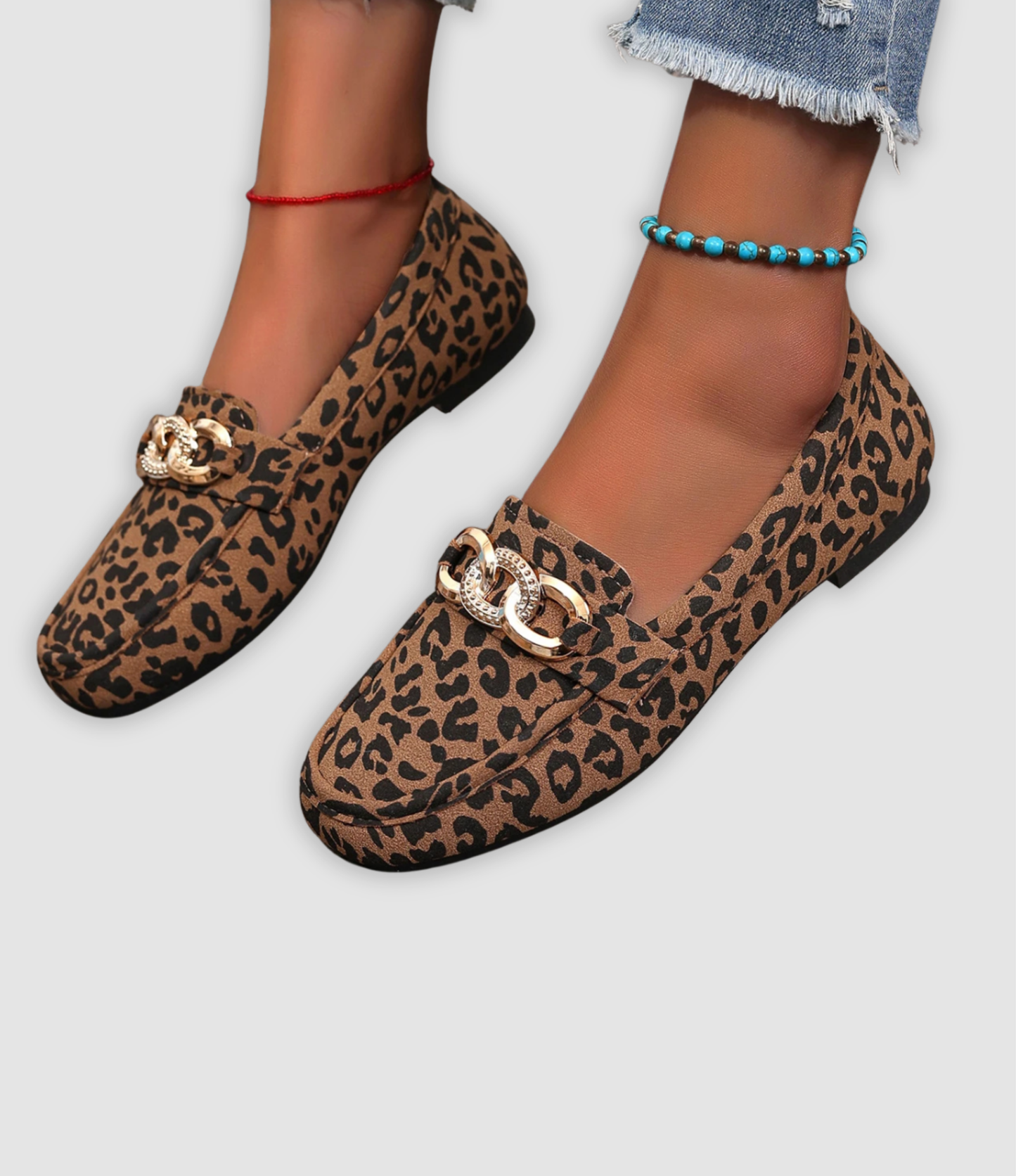Jade | Leren Mokassins met Luipaardpatroon