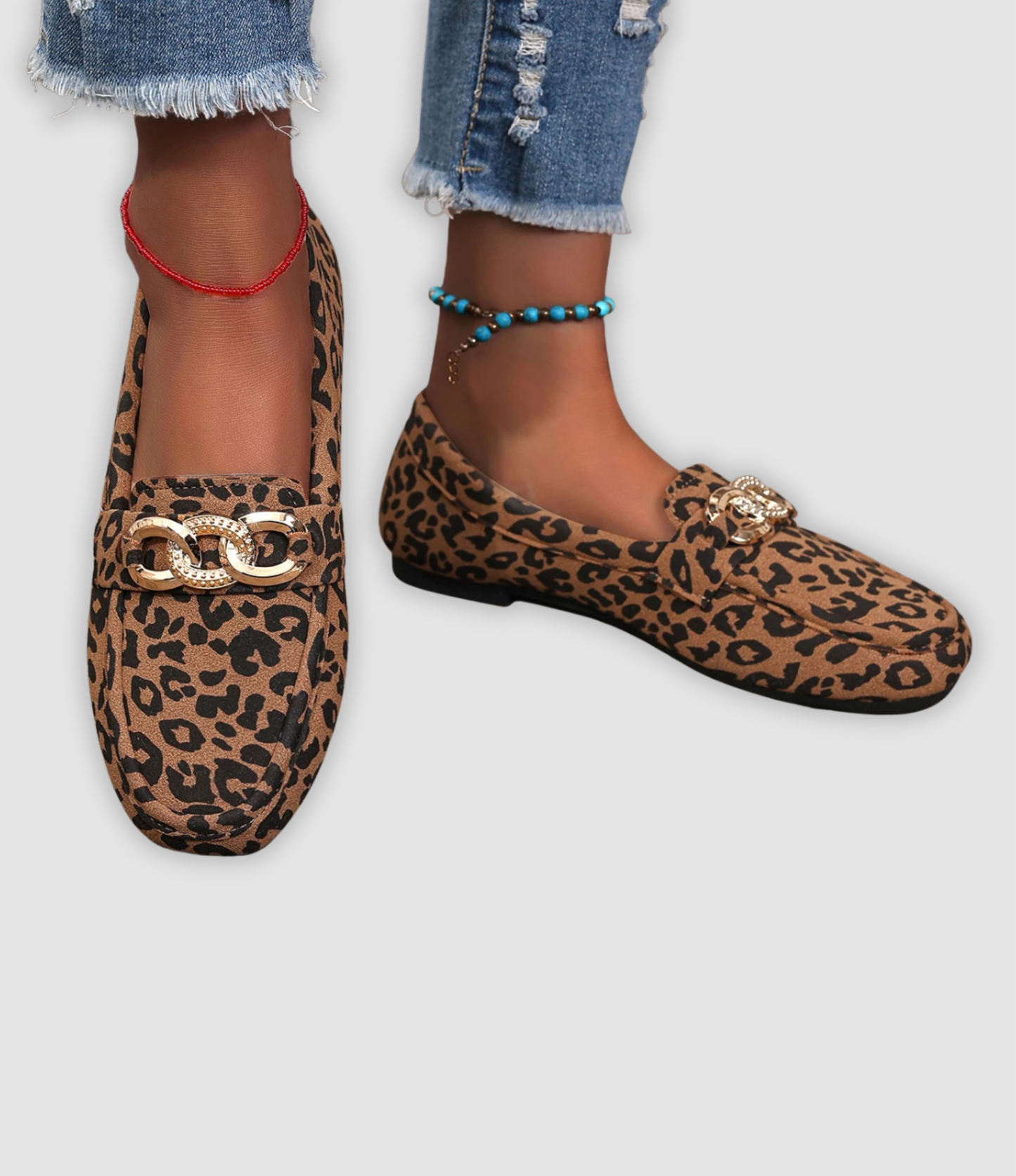 Jade | Leren Mokassins met Luipaardpatroon