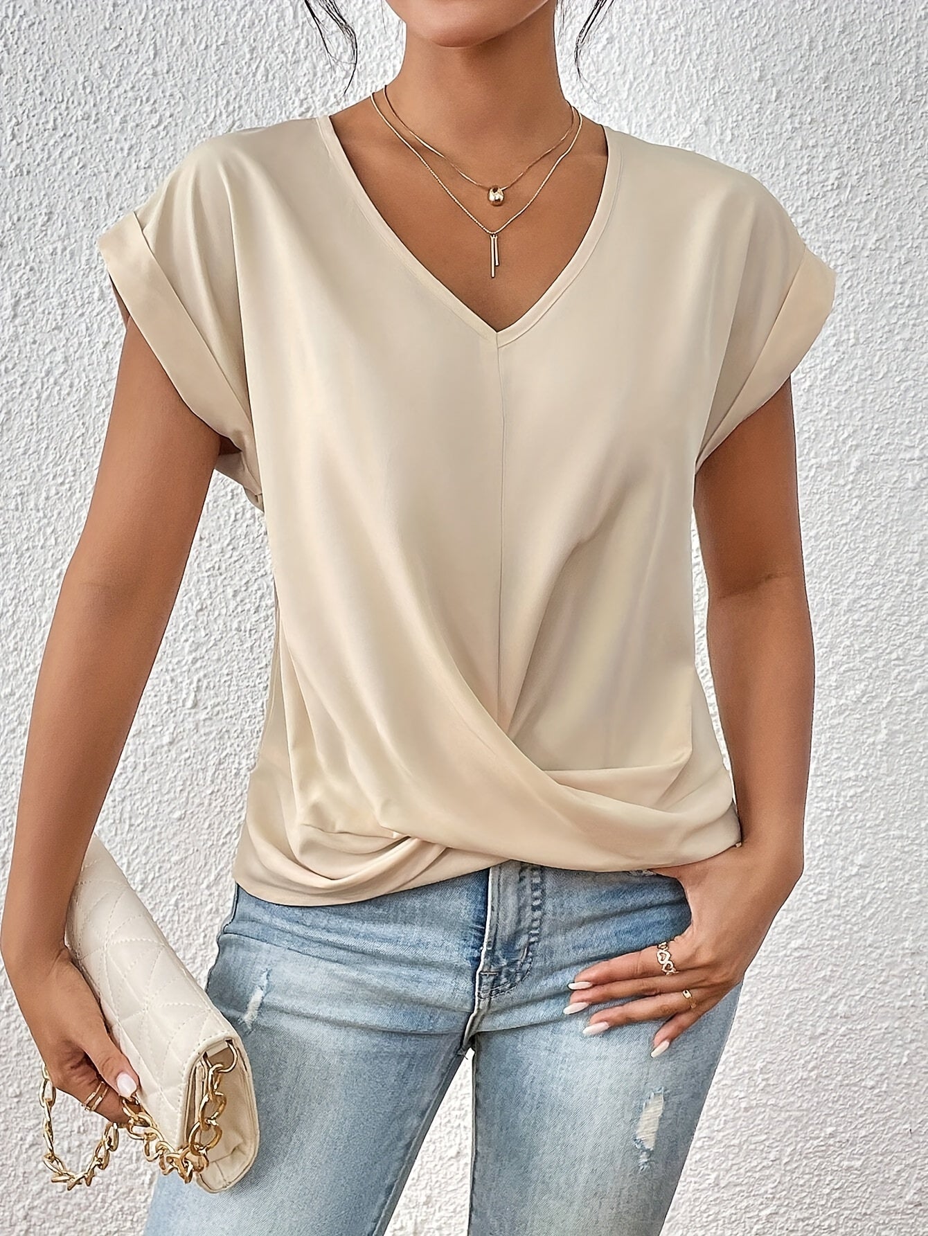 Cleo | Casual T-shirt Met V-Hals (1+1 Gratis)