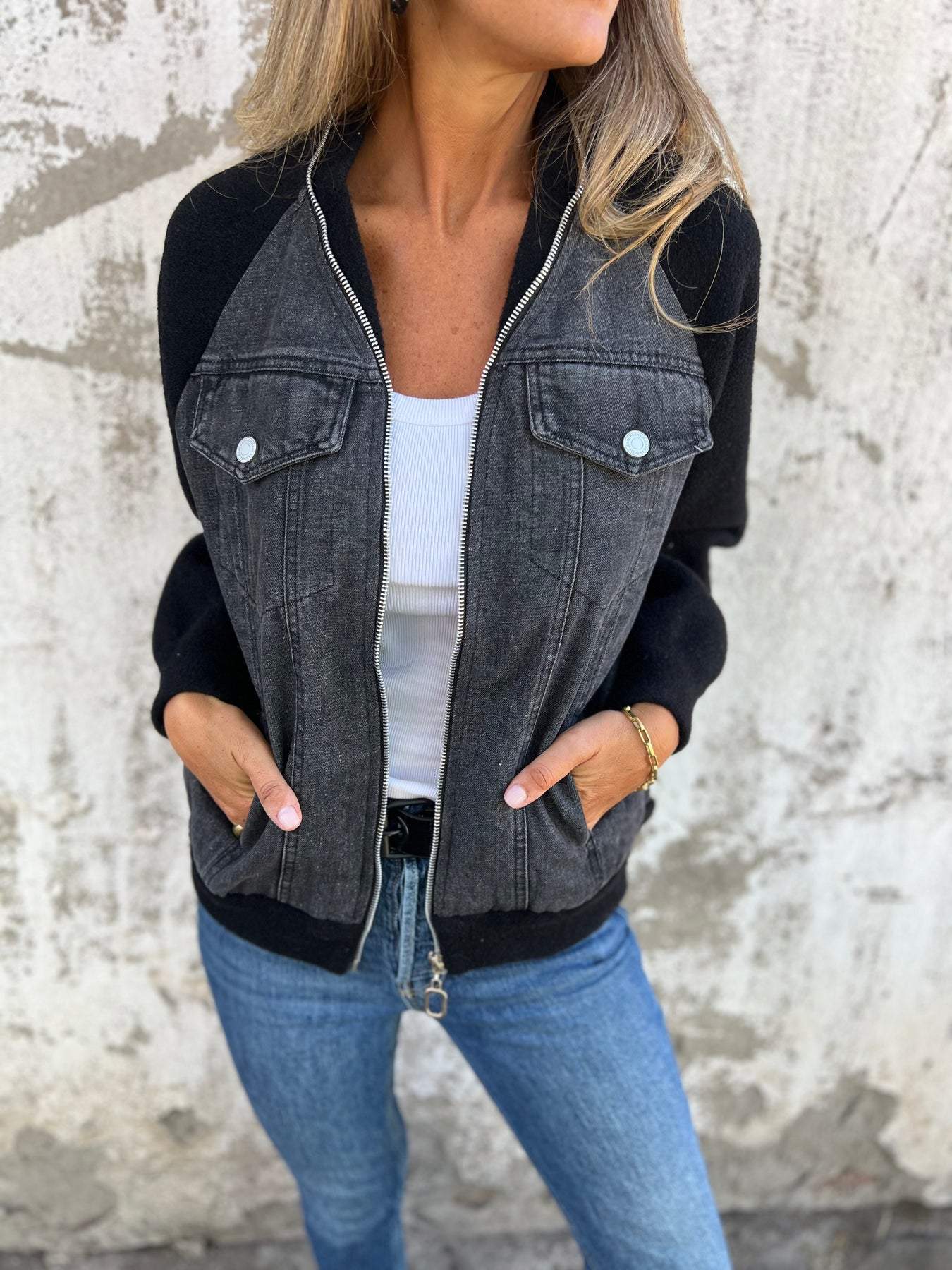 Isabella | Casual V-Neck Zipper Jas