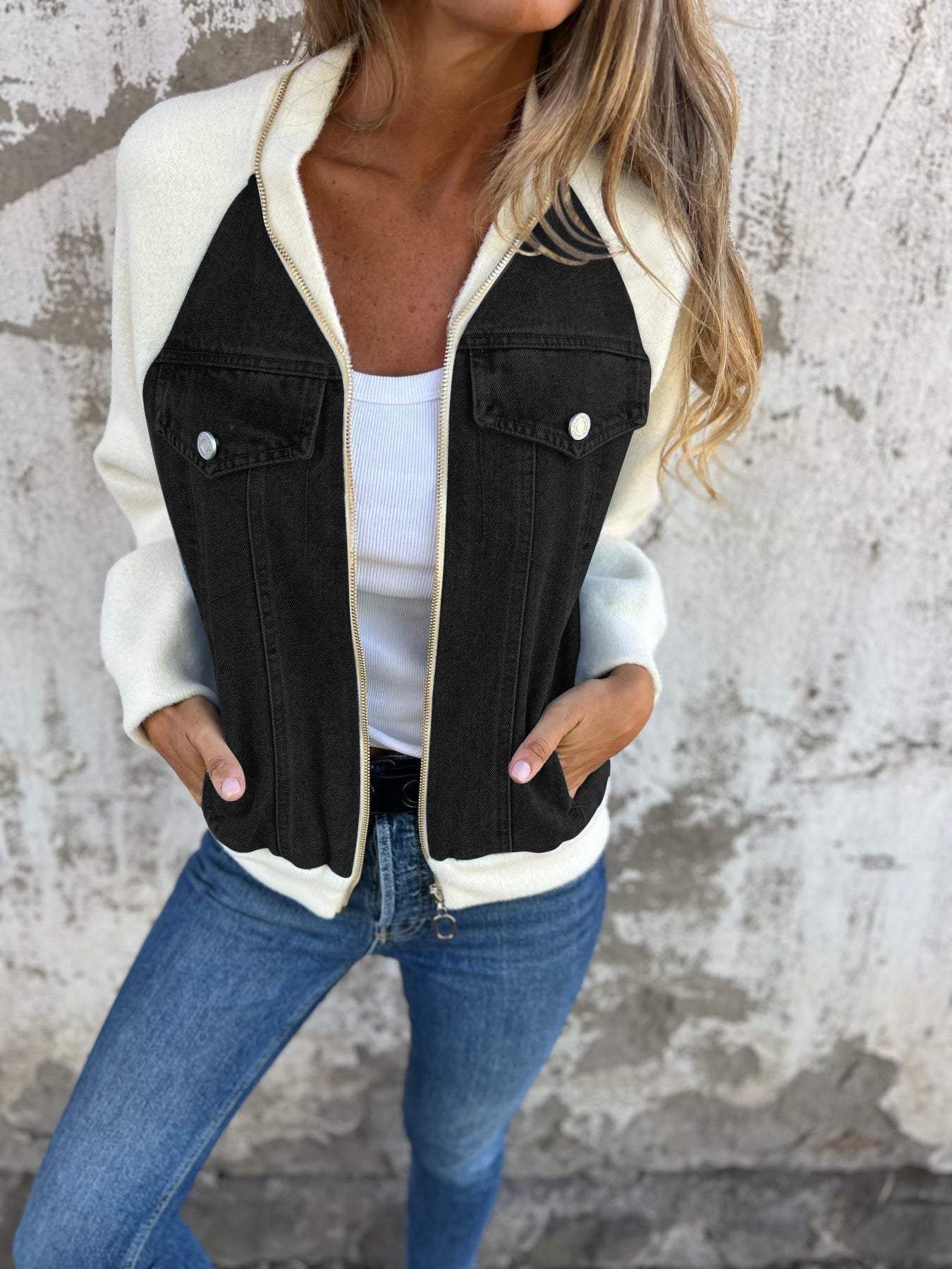 Isabella | Casual V-Neck Zipper Jas