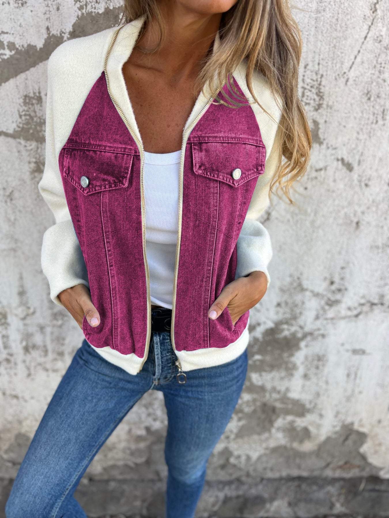 Isabella | Casual V-Neck Zipper Jas