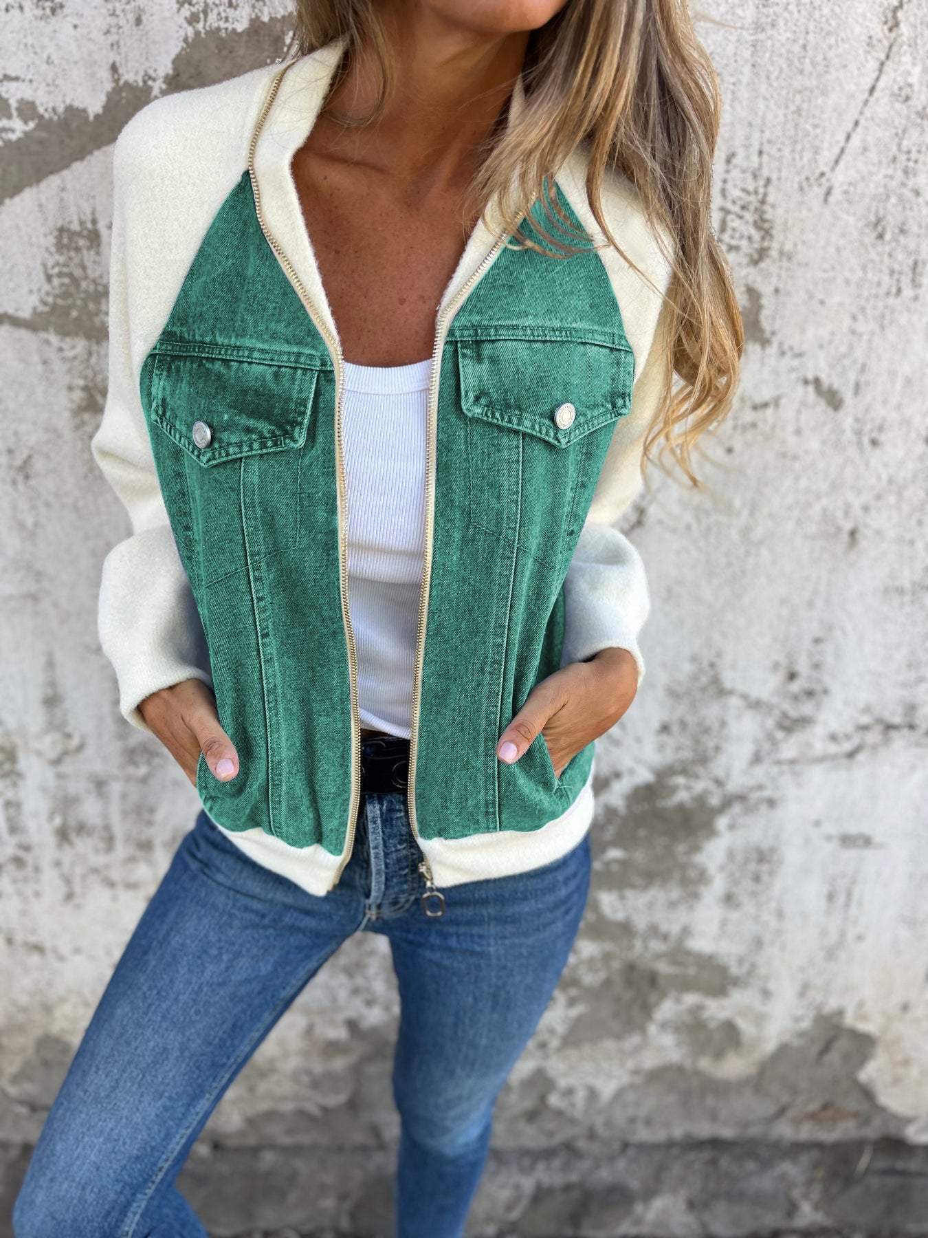 Isabella | Casual V-Neck Zipper Jas