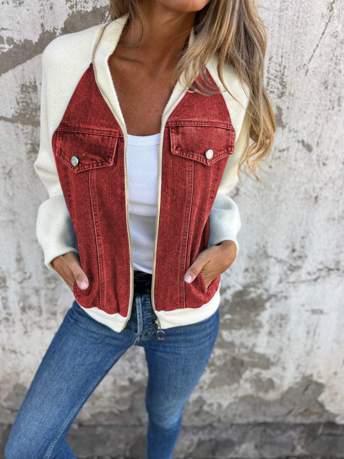 Isabella | Casual V-Neck Zipper Jas