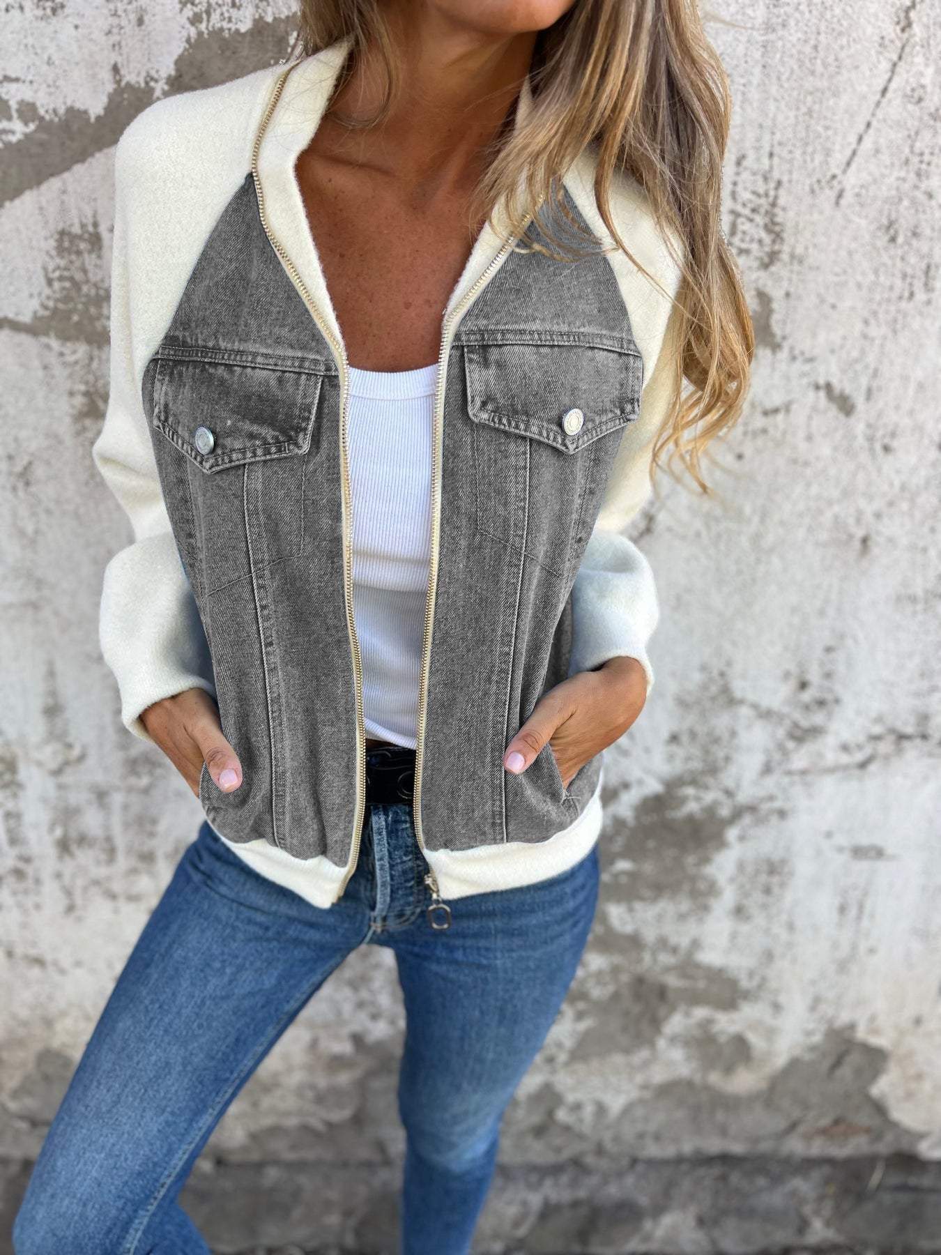 Isabella | Casual V-Neck Zipper Jas