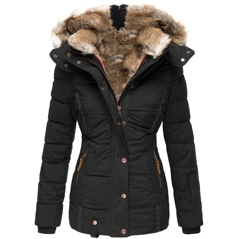 Audrey | Warme Winterjas met Bontkraag