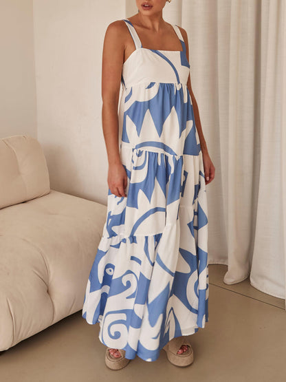 Betoverende Maxi Jurk met Geometrische Print