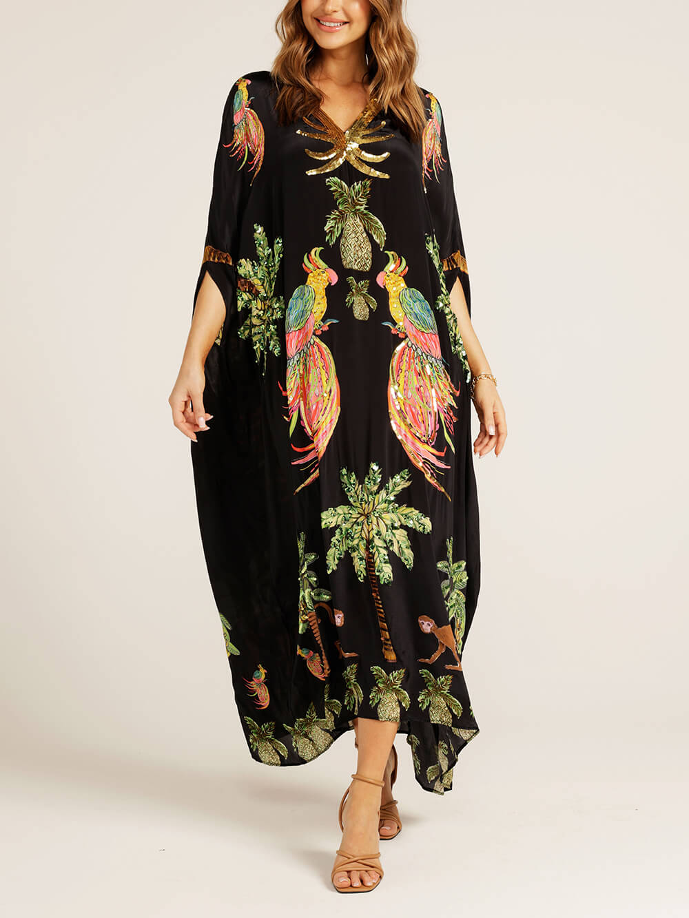 Unieke Drop Shoulder Palmboom Jurk
