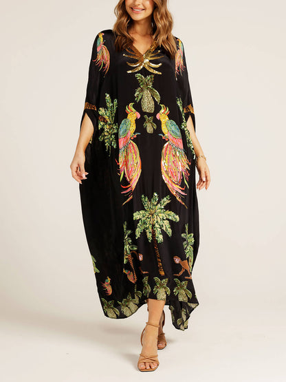 Unieke Drop Shoulder Palmboom Jurk