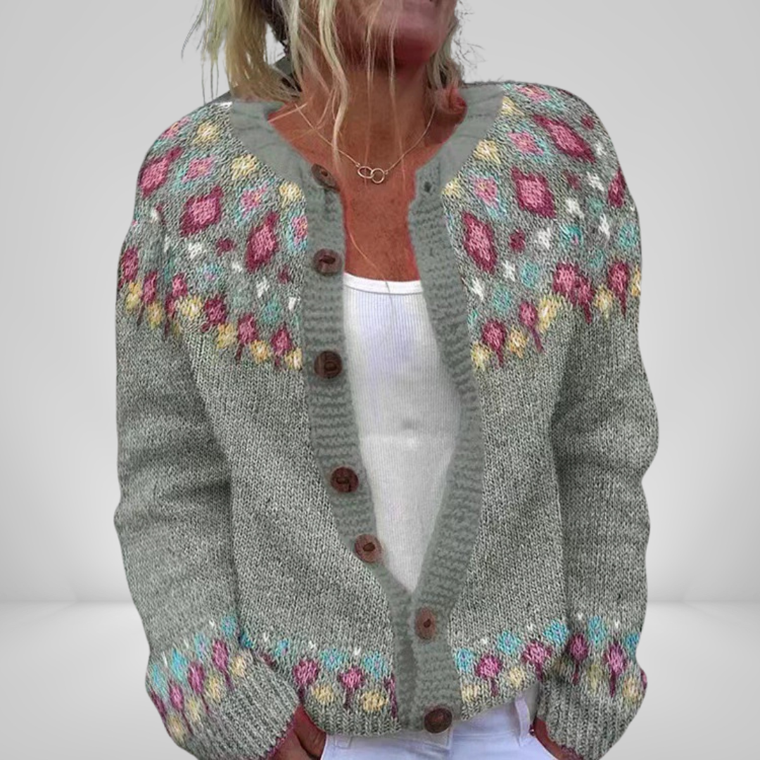 Alva | Grijs vest met geruit patroon