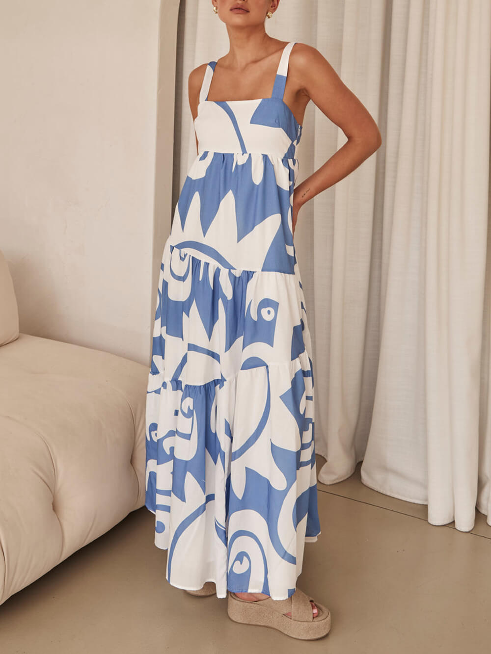Betoverende Maxi Jurk met Geometrische Print