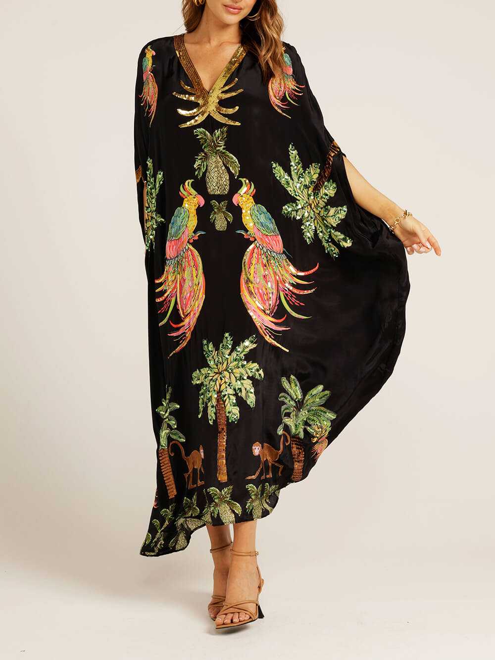 Unieke Drop Shoulder Palmboom Jurk