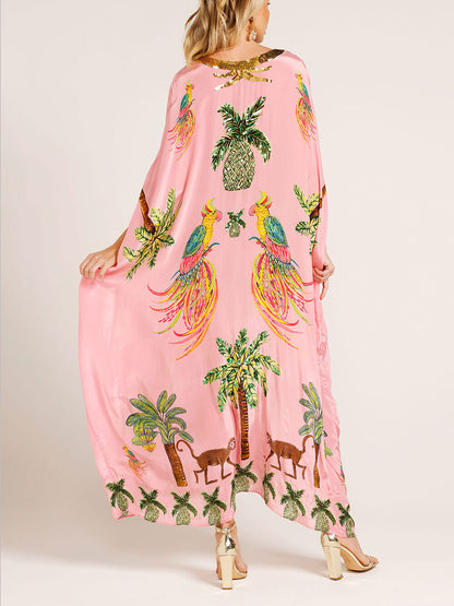 Unieke Drop Shoulder Palmboom Jurk