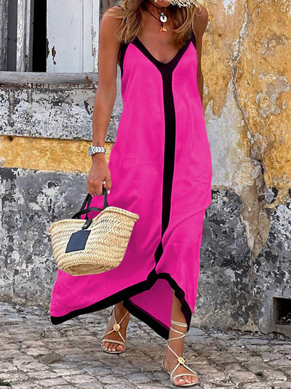 Colorblock Midi Jurk met Bretels