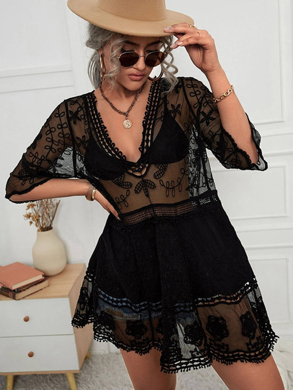 Kanten Strandjurk Cover-Up