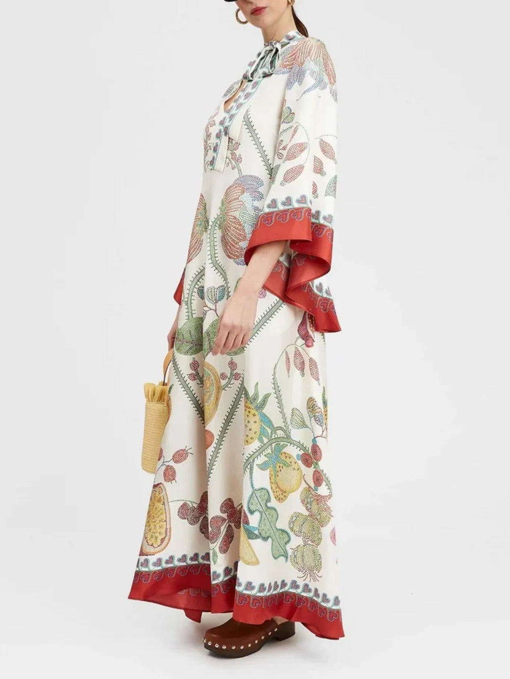 Maxi Jurk met Handgeplaatste Ebony Print