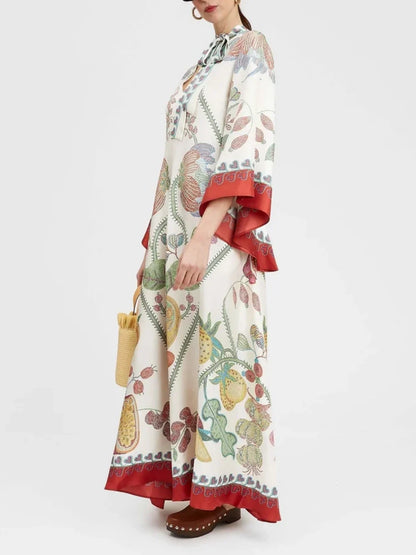 Maxi Jurk met Handgeplaatste Ebony Print