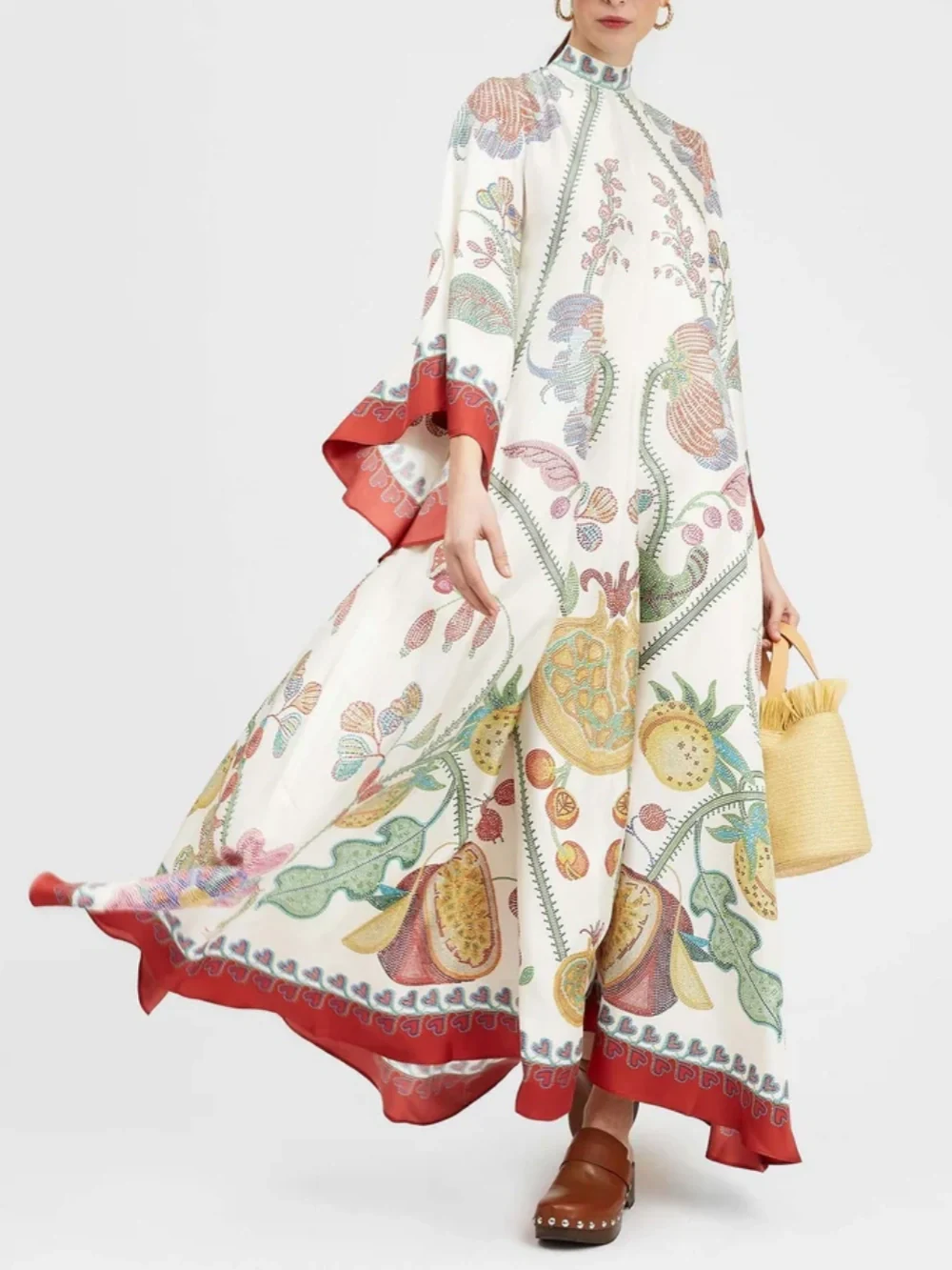 Maxi Jurk met Handgeplaatste Ebony Print