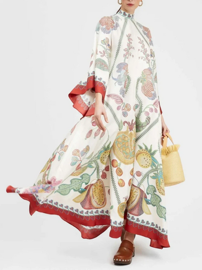 Maxi Jurk met Handgeplaatste Ebony Print