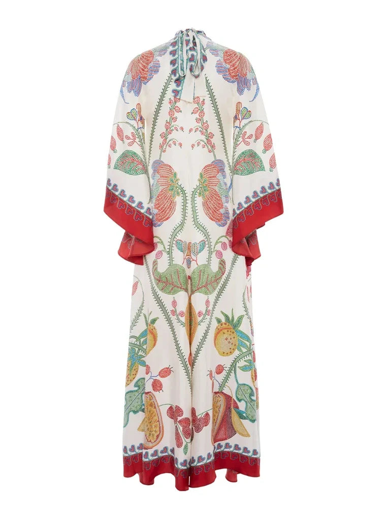Maxi Jurk met Handgeplaatste Ebony Print