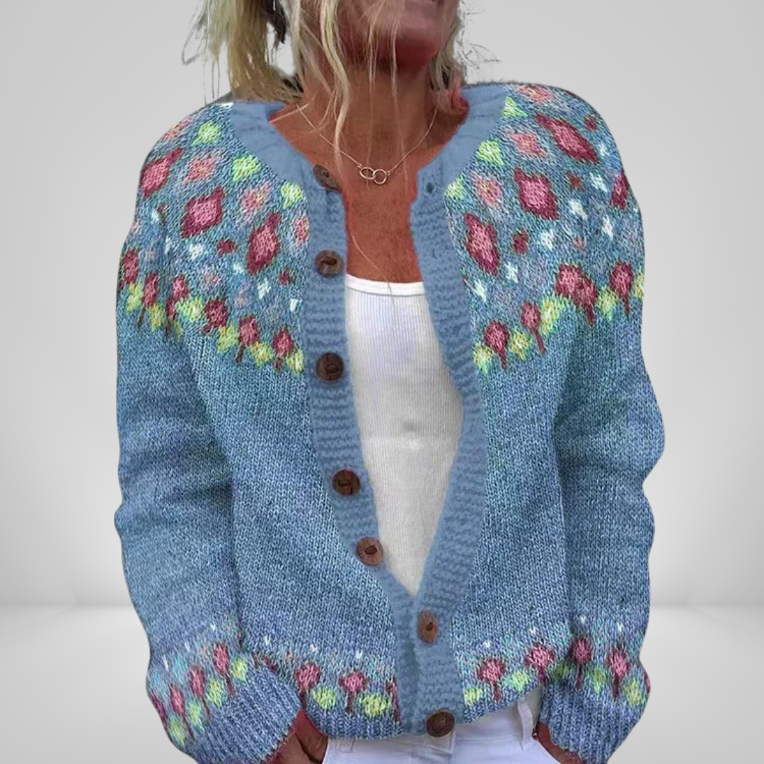 Kari | Blauw vest met geruit patroon