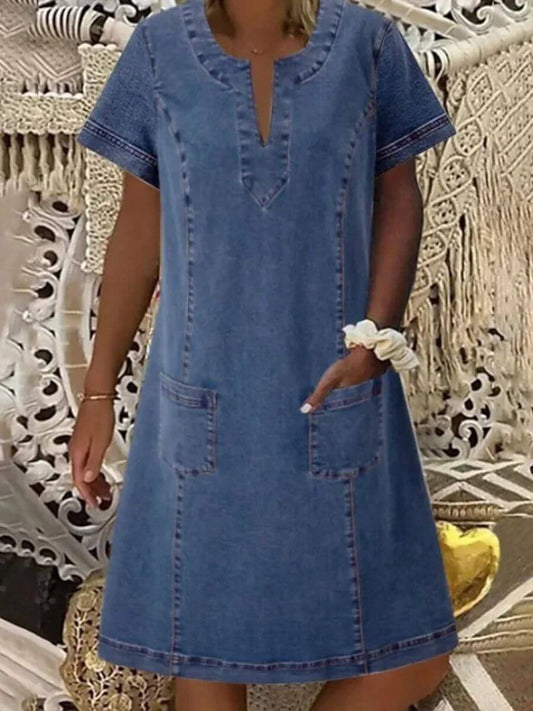 Sophia | Zomerse Denim Jurk met V-hals