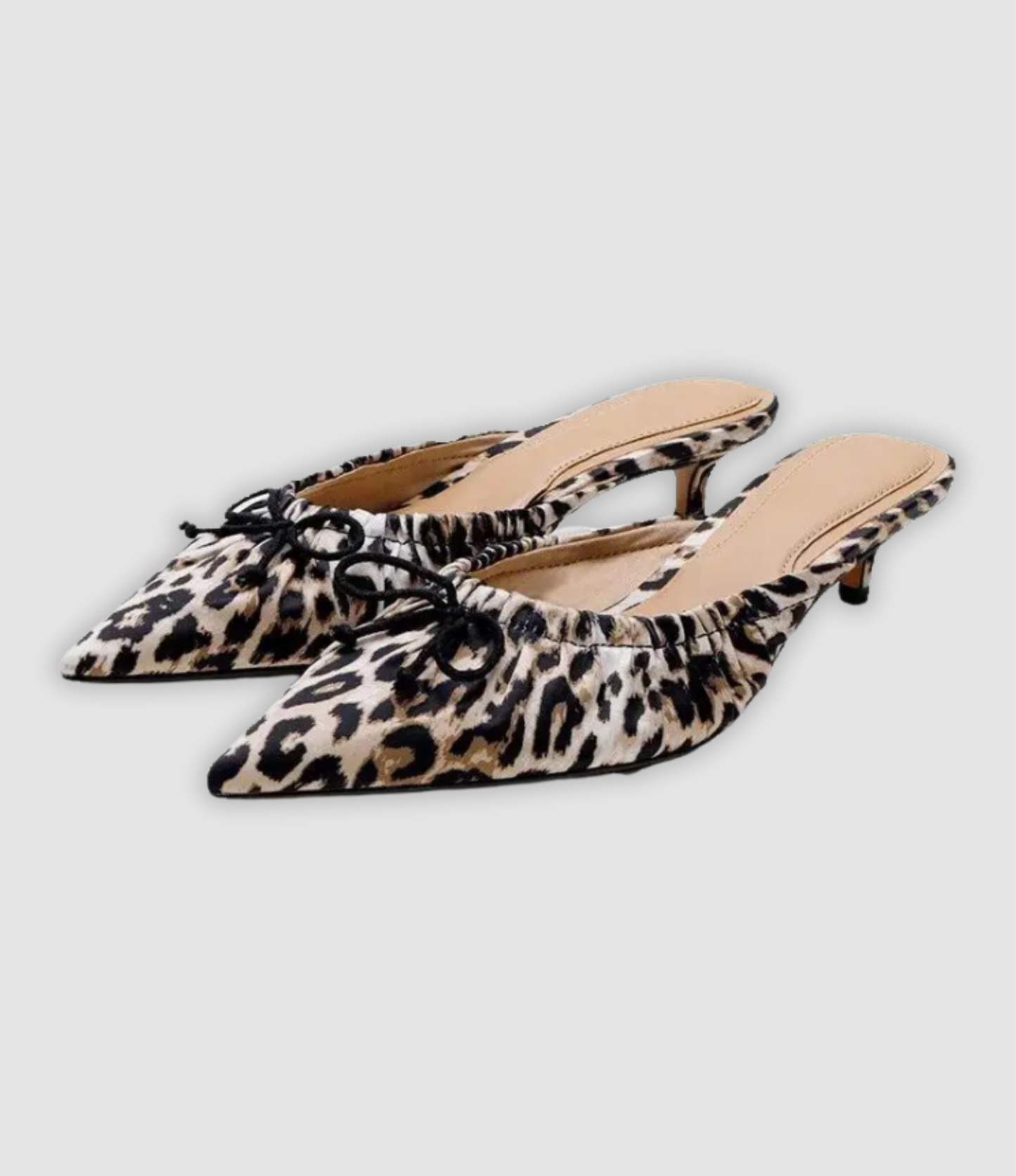 Cleo | Luipaard Mules met Vlinderdas