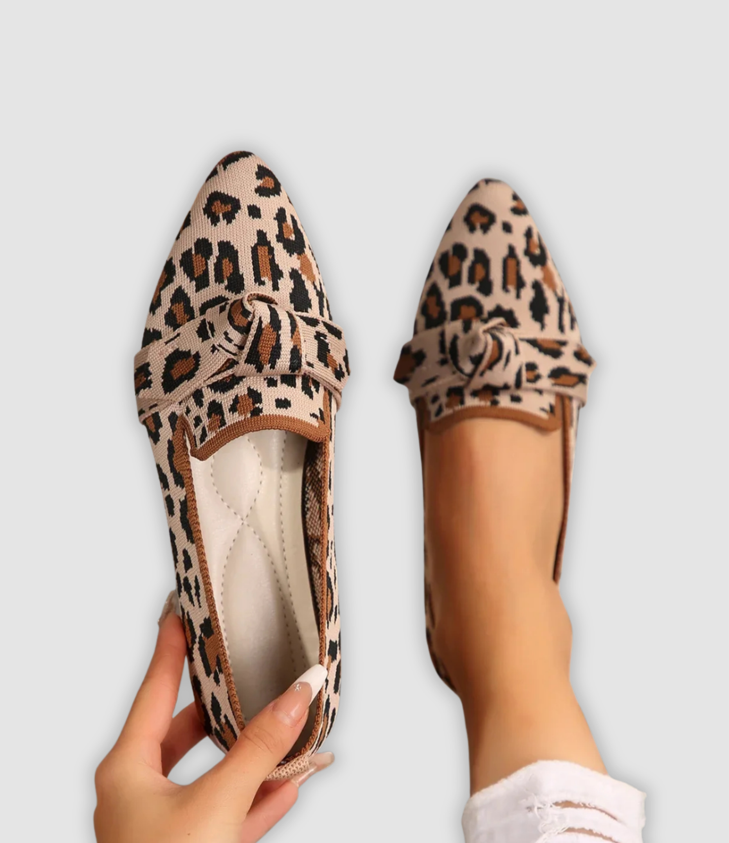 Oliven | Comfortabele Strik-Loafers met Strikdetail