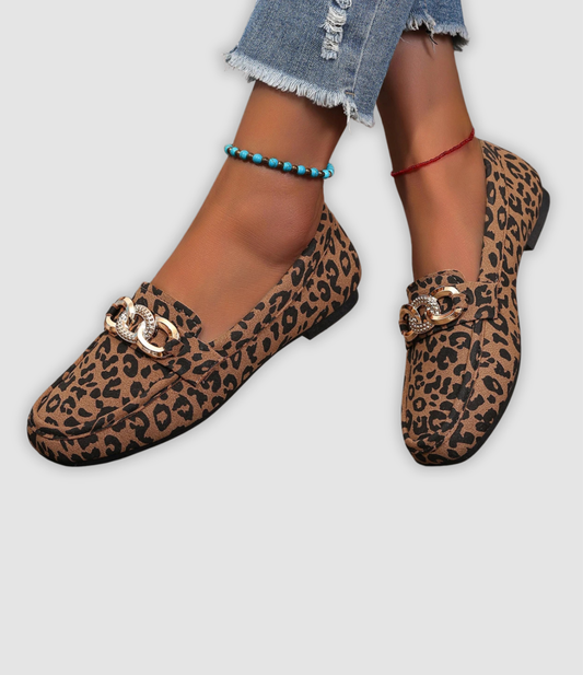 Jade | Leren Mokassins met Luipaardpatroon