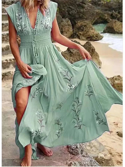 Zora | Geborduurde maxi jurk