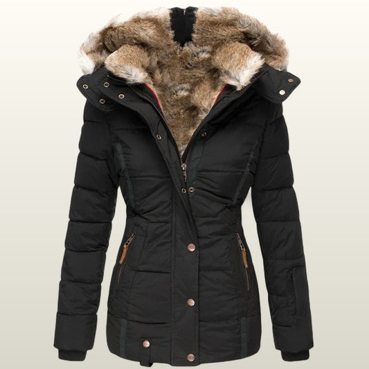 Audrey | Warme Winterjas met Bontkraag