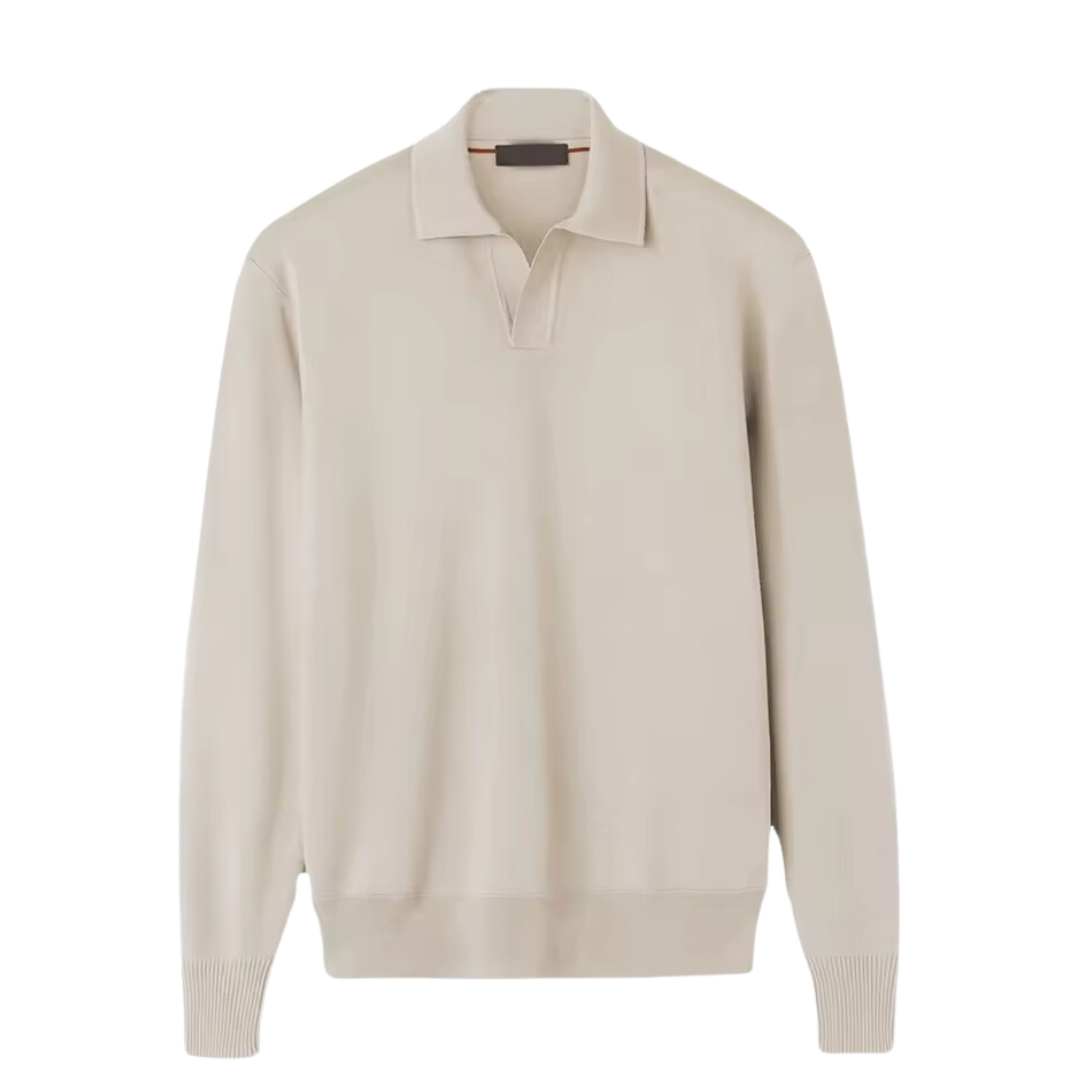 Olaf | Gebreide Tricot Polo met lange mouwen