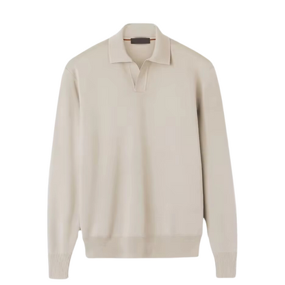 Olaf | Gebreide Tricot Polo met lange mouwen