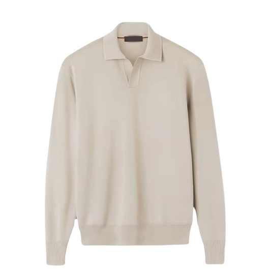 Olaf | Gebreide Tricot Polo met lange mouwen